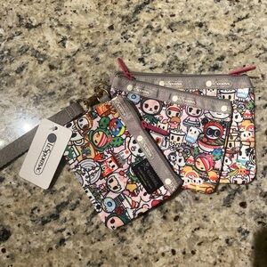 Lesportsac Japan Tokidoki  Makeup Cosmetic Bag Pouch Set Of 3